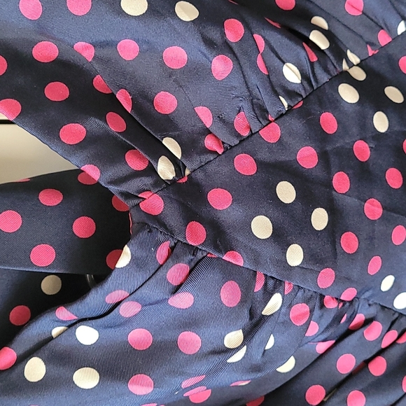 Betsey Johnson silk navy polka-dot halter dress. SZ 8 - Picture 8 of 15